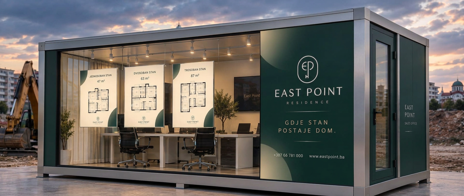 SHOWROOM — prodajno mjesto EAST POINT Residence na gradilištu