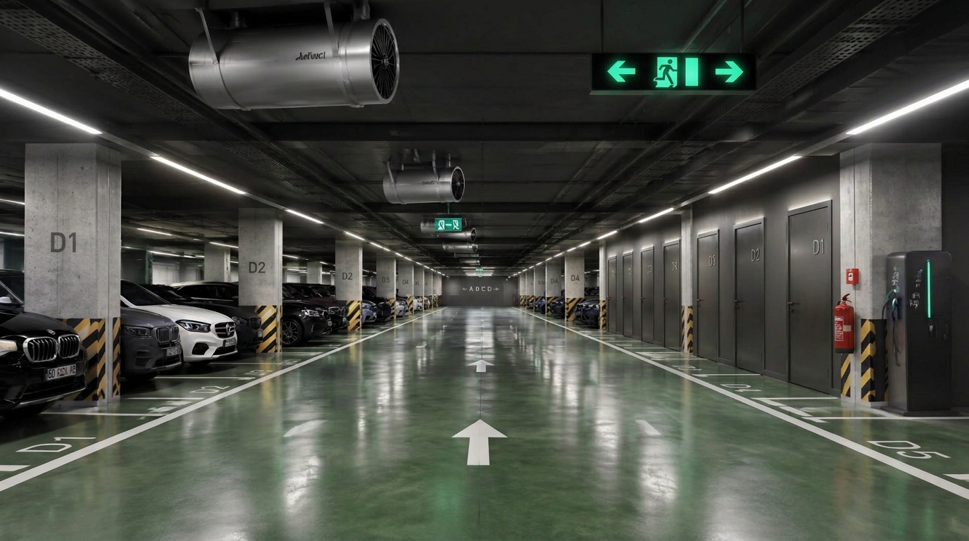 Podzemna etaža namijenjena parking mjestima i ostavama